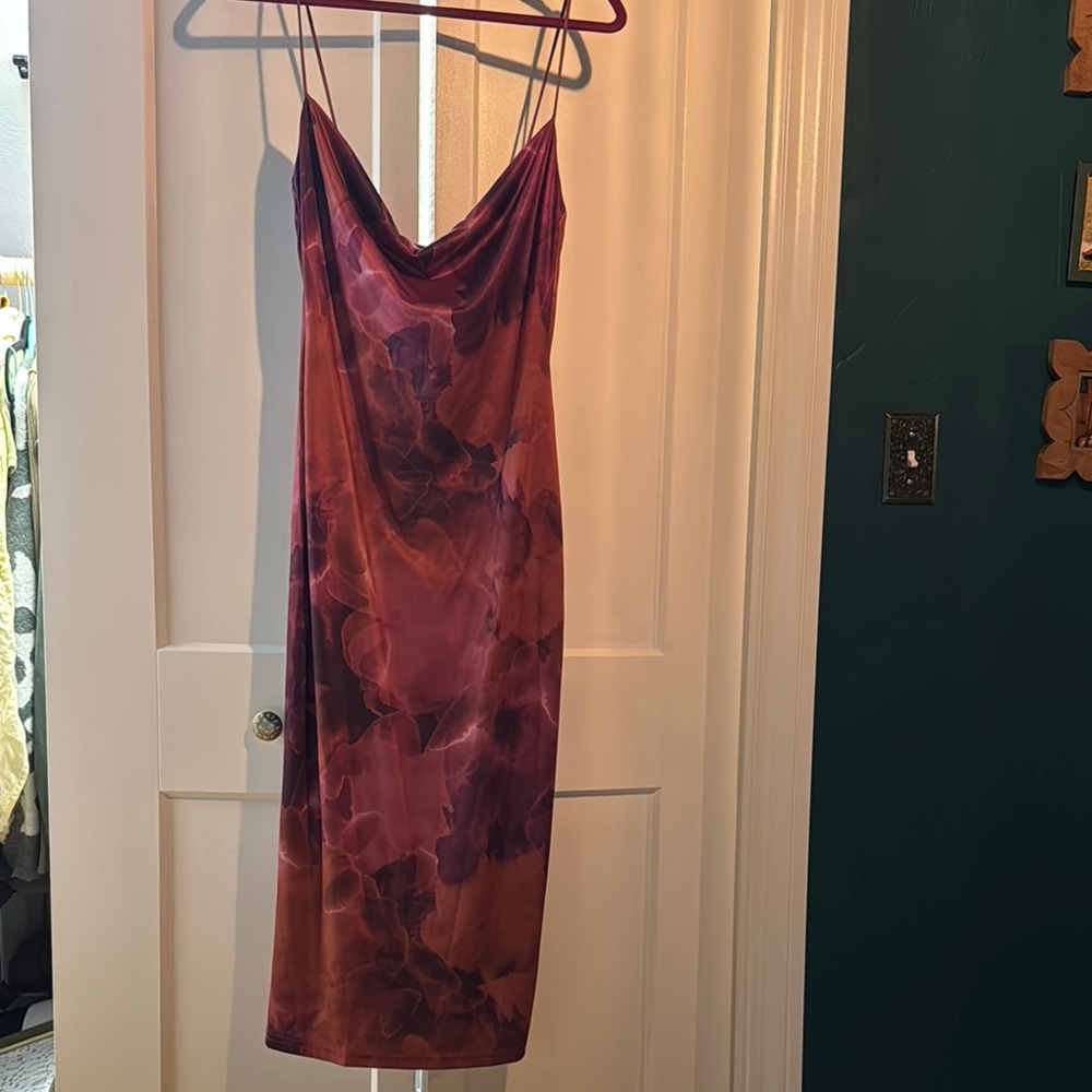 Showpo Red Sleeveless Cowl Neck Slip Midi Dress